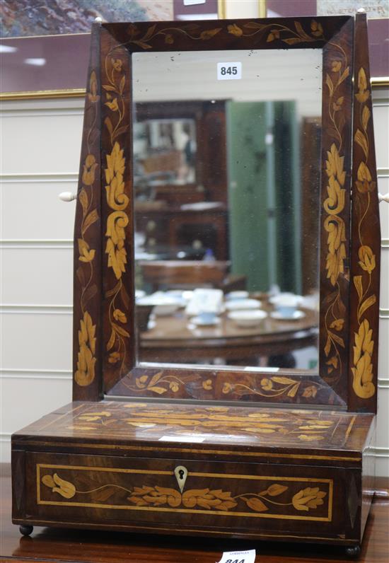 An early 19th century Dutch mahogany and marquetry inlaid toilet mirror